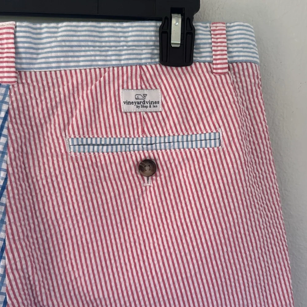 Vineyard Vines Shep & Ian Breaker blue red plaid mix print chino shorts size 30